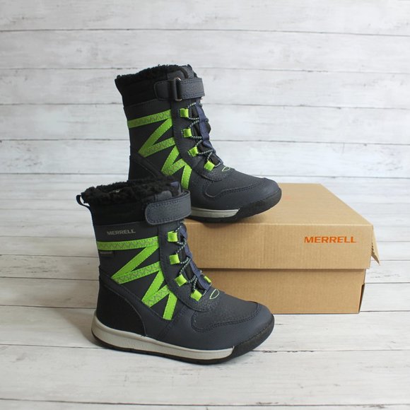 Merrell Boys Winter Snow Boots Toddler Size 9 Navy Black Gray Lime Green - Picture 3 of 7